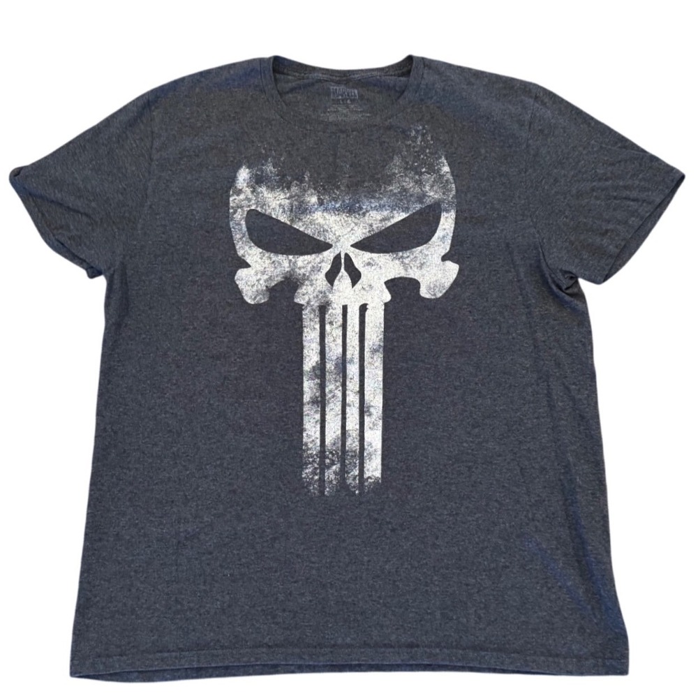 Marvel Punisher Skull Graphic T-Shirt Mens Large Charcoal Heather Gray T-Shirt